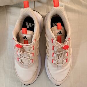 Adidas beige/ tan and bright orange sneakers size 8